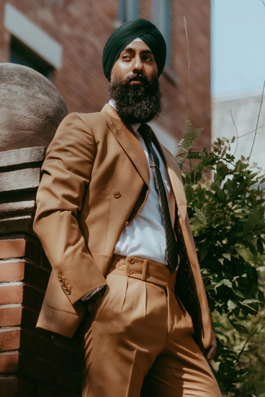 Dark Yellow Double Breasted Suit