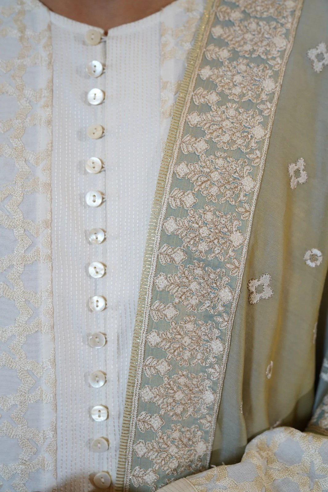 Offwhite Mughal Jaal Kurta