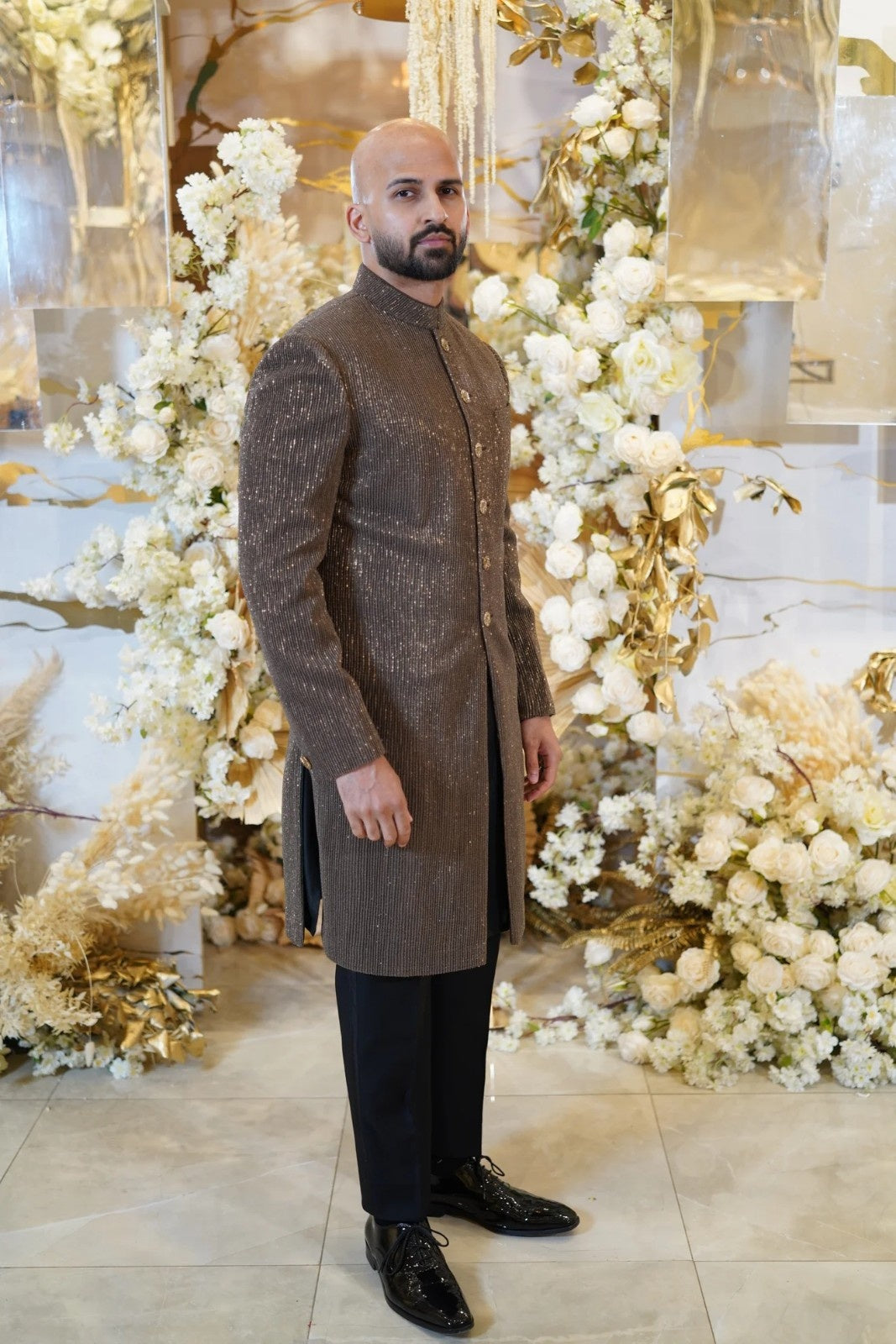 Antique Gold Achkan Sherwani