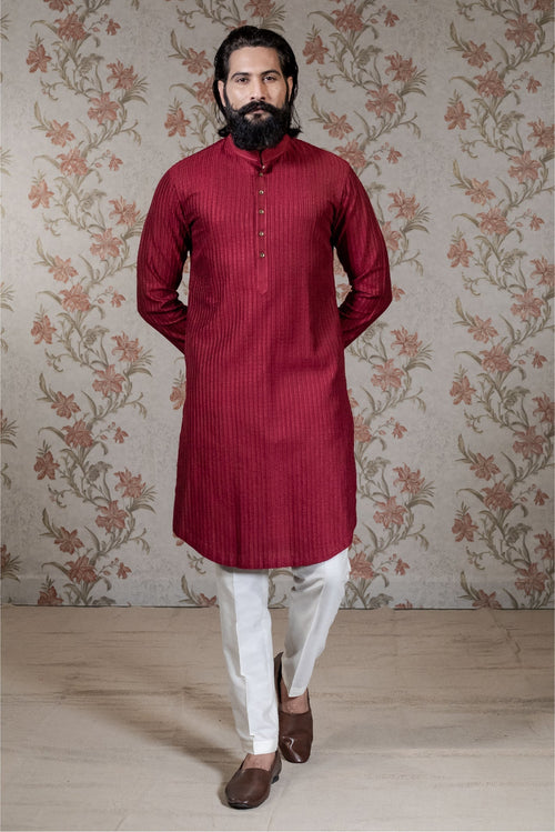Red Kurta Set for Men