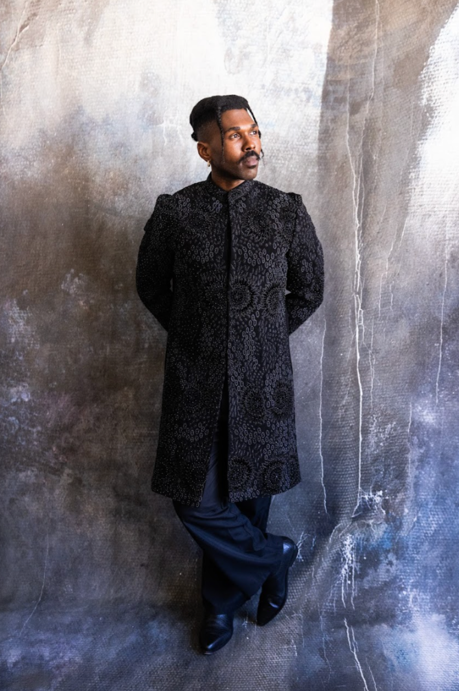 Black Bloom Royale Sherwani Set