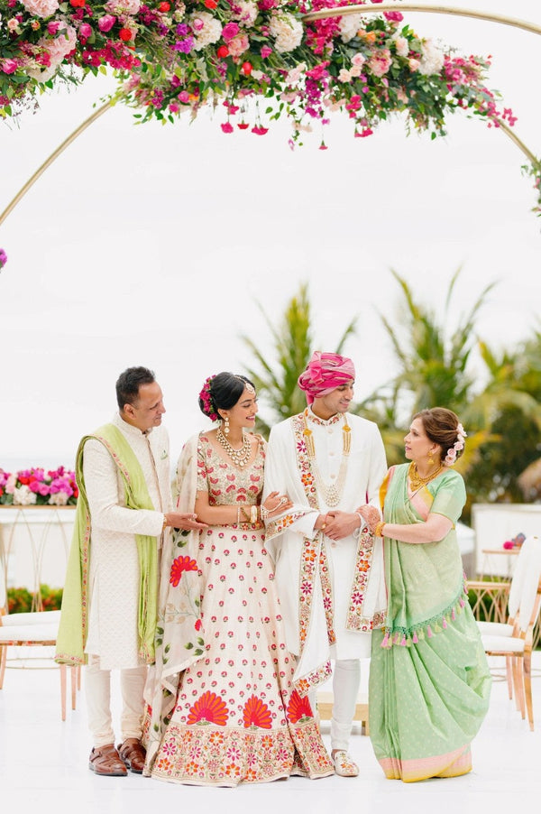 Ivory Radiance Sherwani with Spectrum Shawl