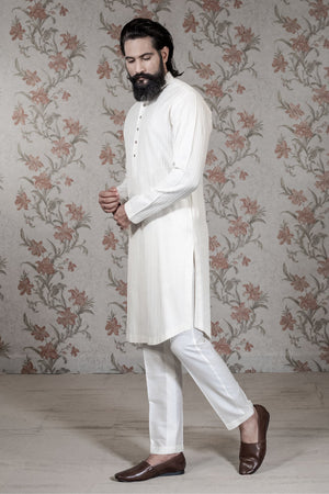 Super Texture White Kurta Set