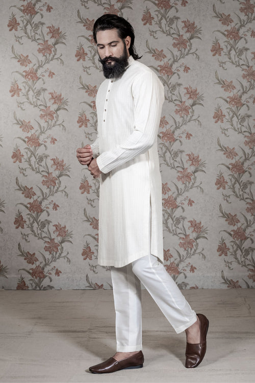 Super Texture White Kurta Set
