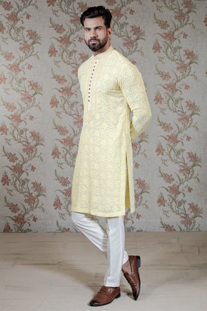 Yellow Chikan Kurta