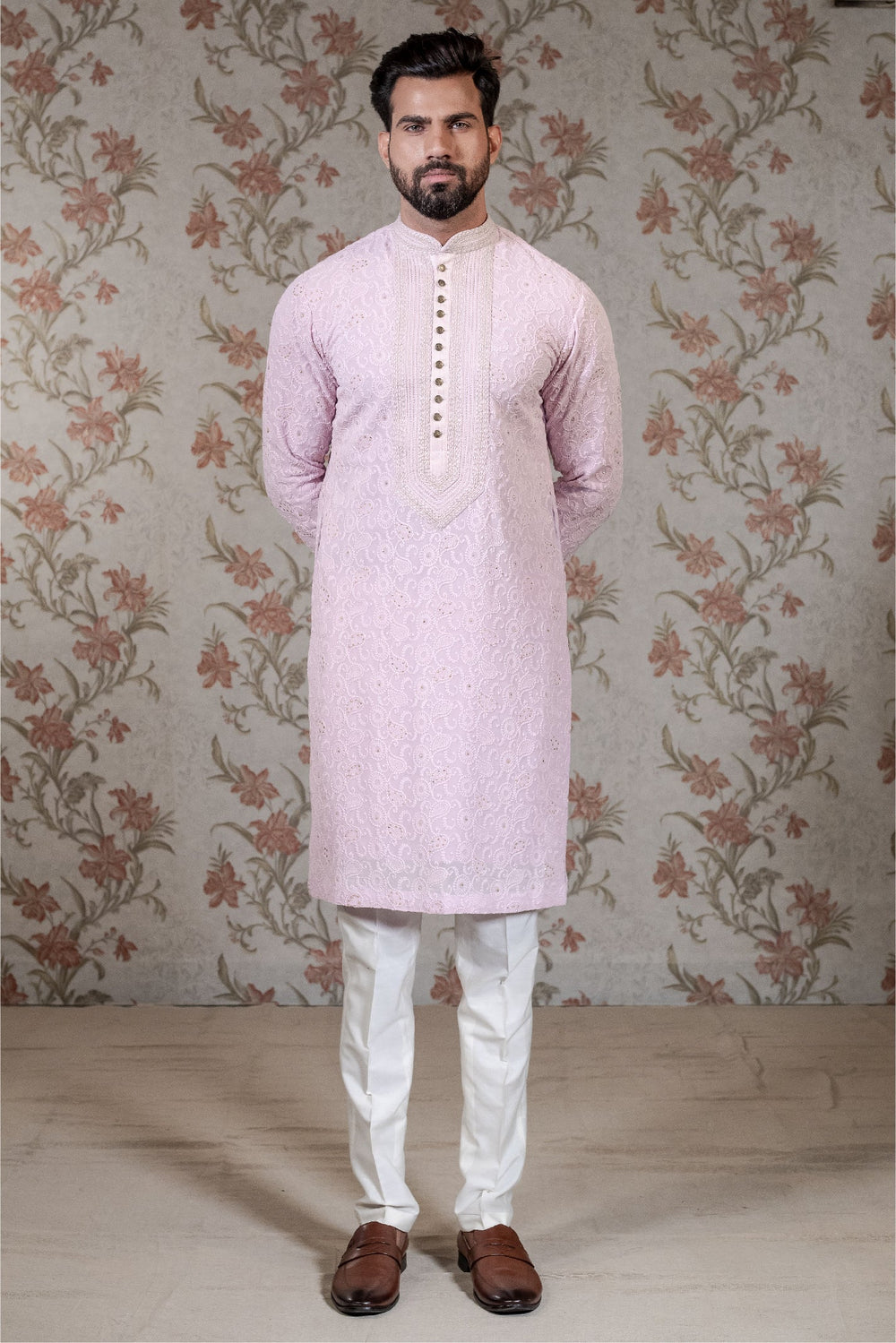 Light Pink Chikan Kurta