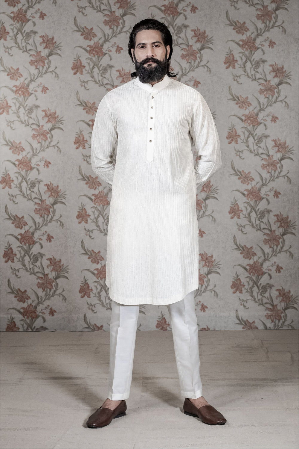 Super Texture White Kurta Set