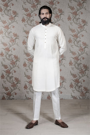 Super Texture White Kurta Set