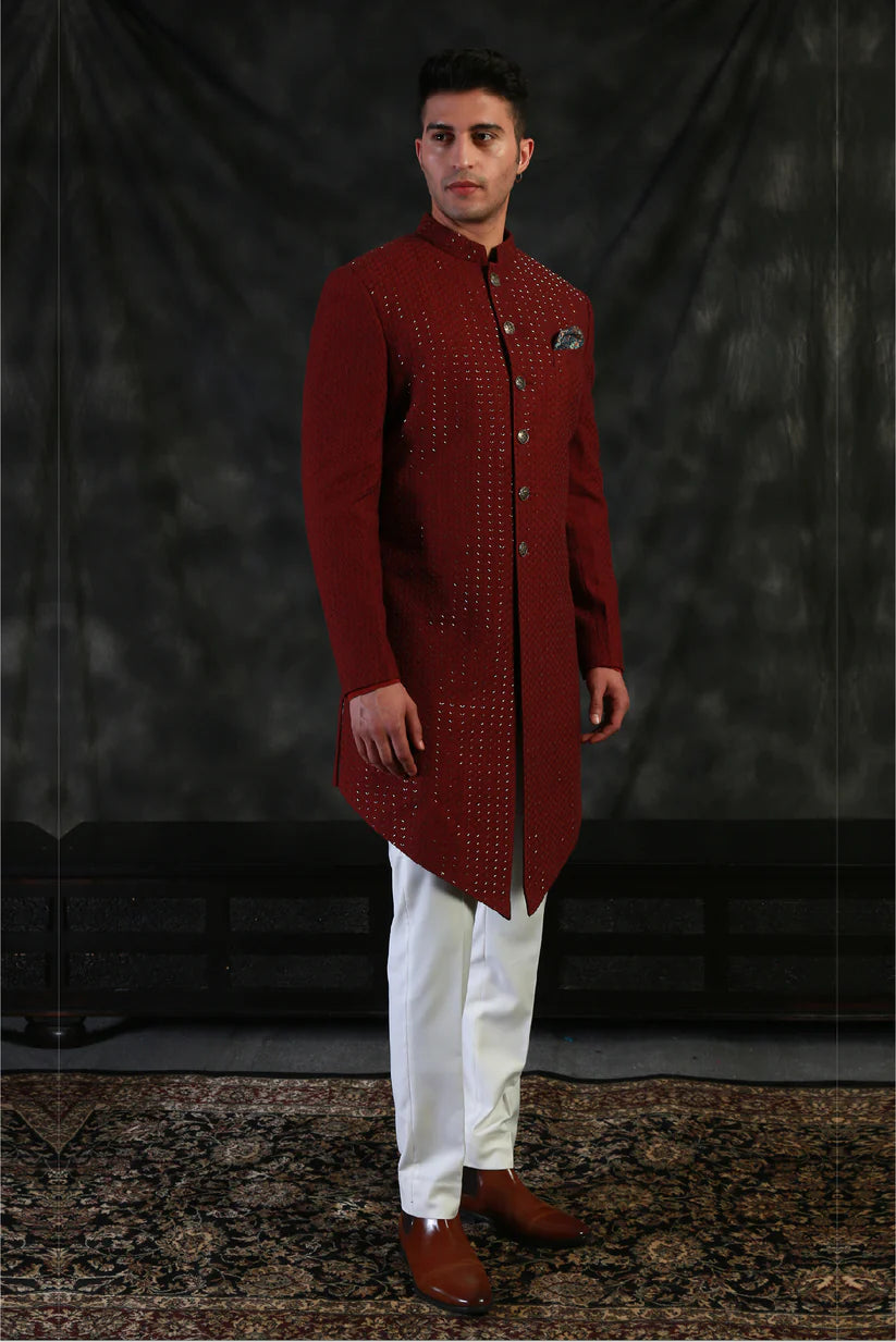 Maroon Angular Serwani