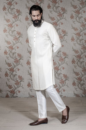 Super Texture White Kurta Set