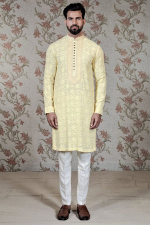 Yellow Chikan Kurta