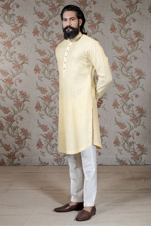 Light Yellow Super Texture Kurta Set