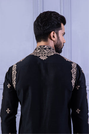 Classic Black Bengali Dhoti Kurta