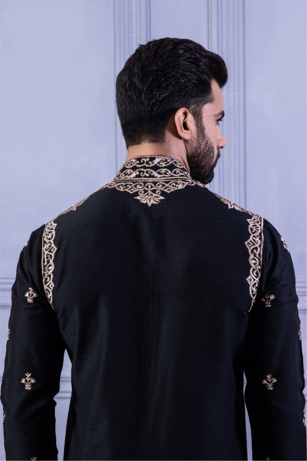 Classic Black Bengali Dhoti Kurta