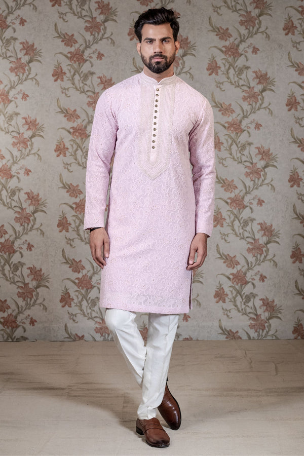 Light Pink Chikan Kurta