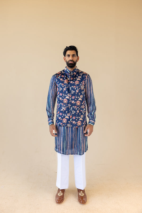 Carnival Bloom Dark Blue Kurta