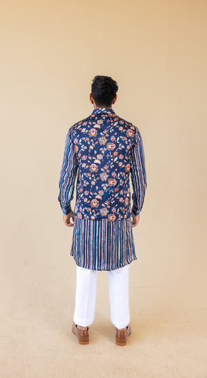 Carnival Bloom Dark Blue Kurta