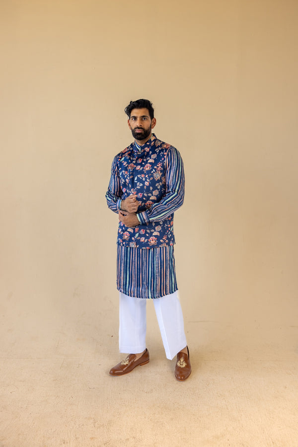 Carnival Bloom Dark Blue Kurta