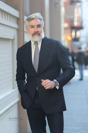 Blue Light Stripes Suit