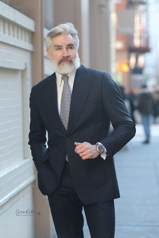 Blue Light Stripes Suit