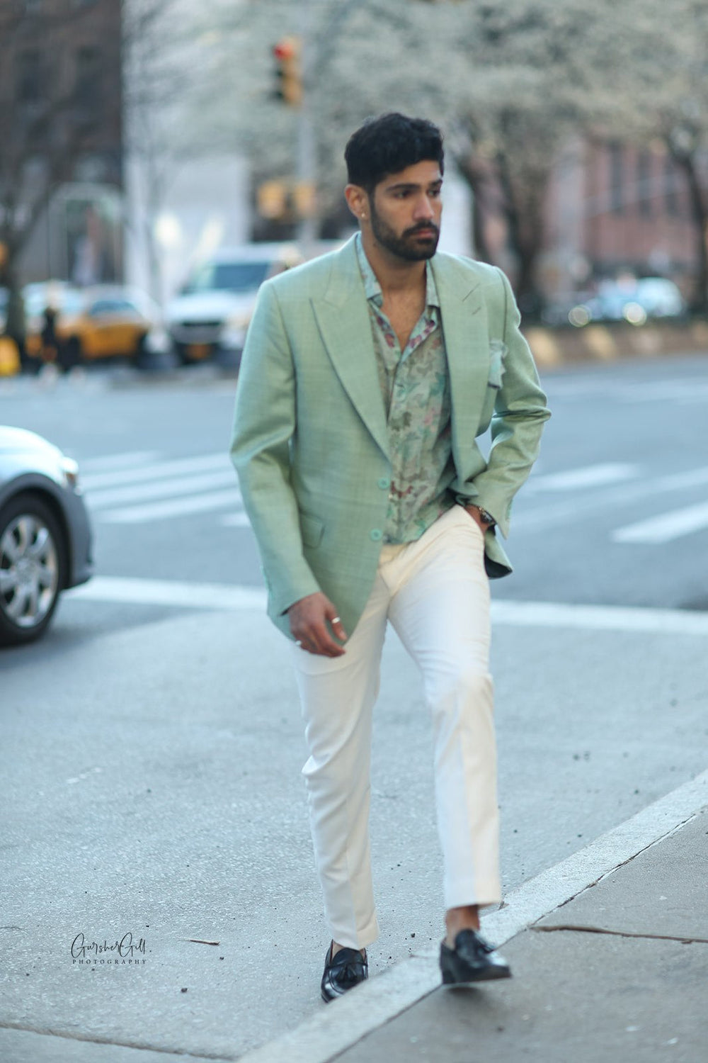 Green Double Matka Silk Jacket & Trousers