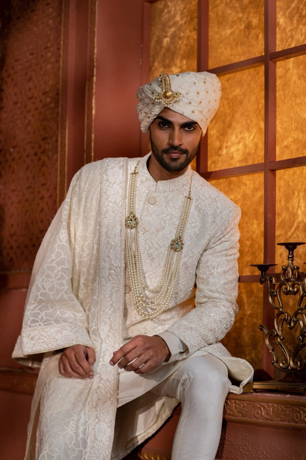 Ivory Vintage Rose Sherwani