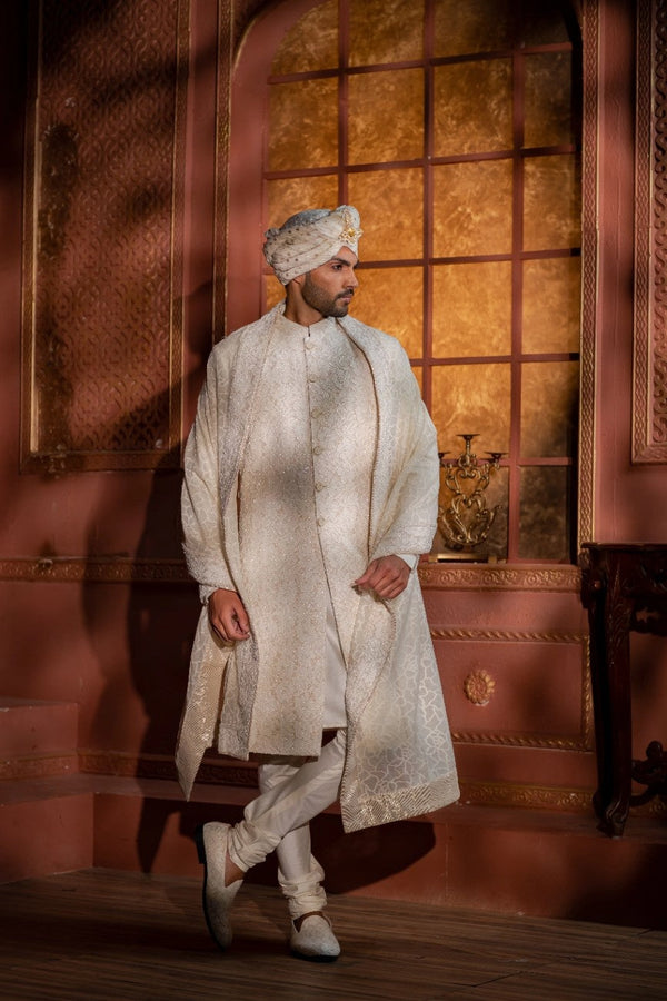 Ivory Vintage Rose Sherwani