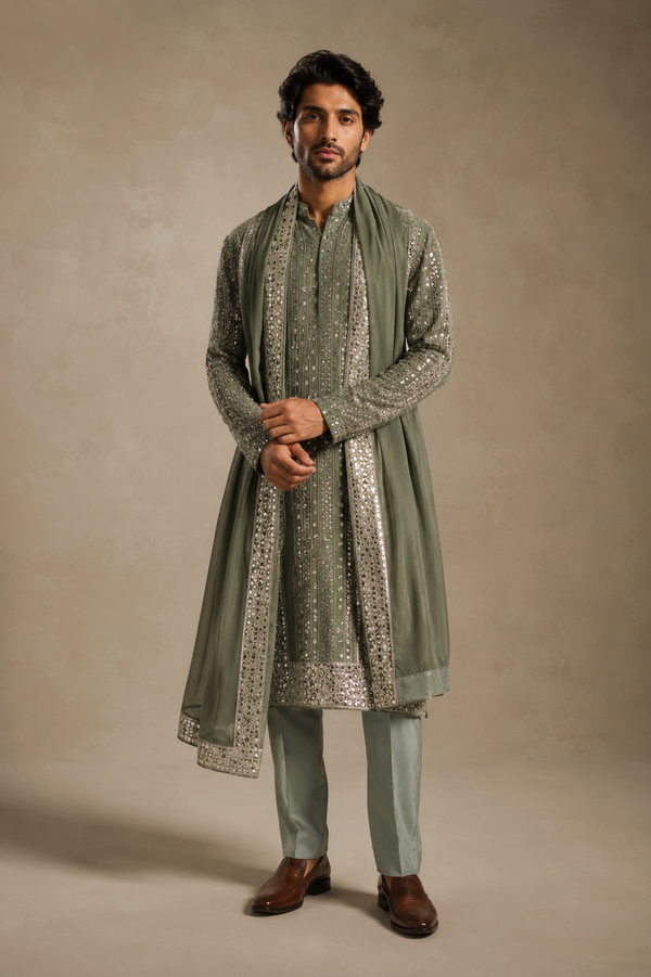 Green Mirror Kurta