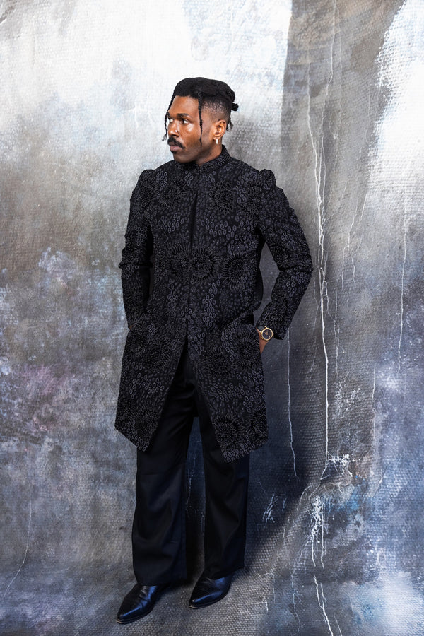 Black Bloom Royale Sherwani