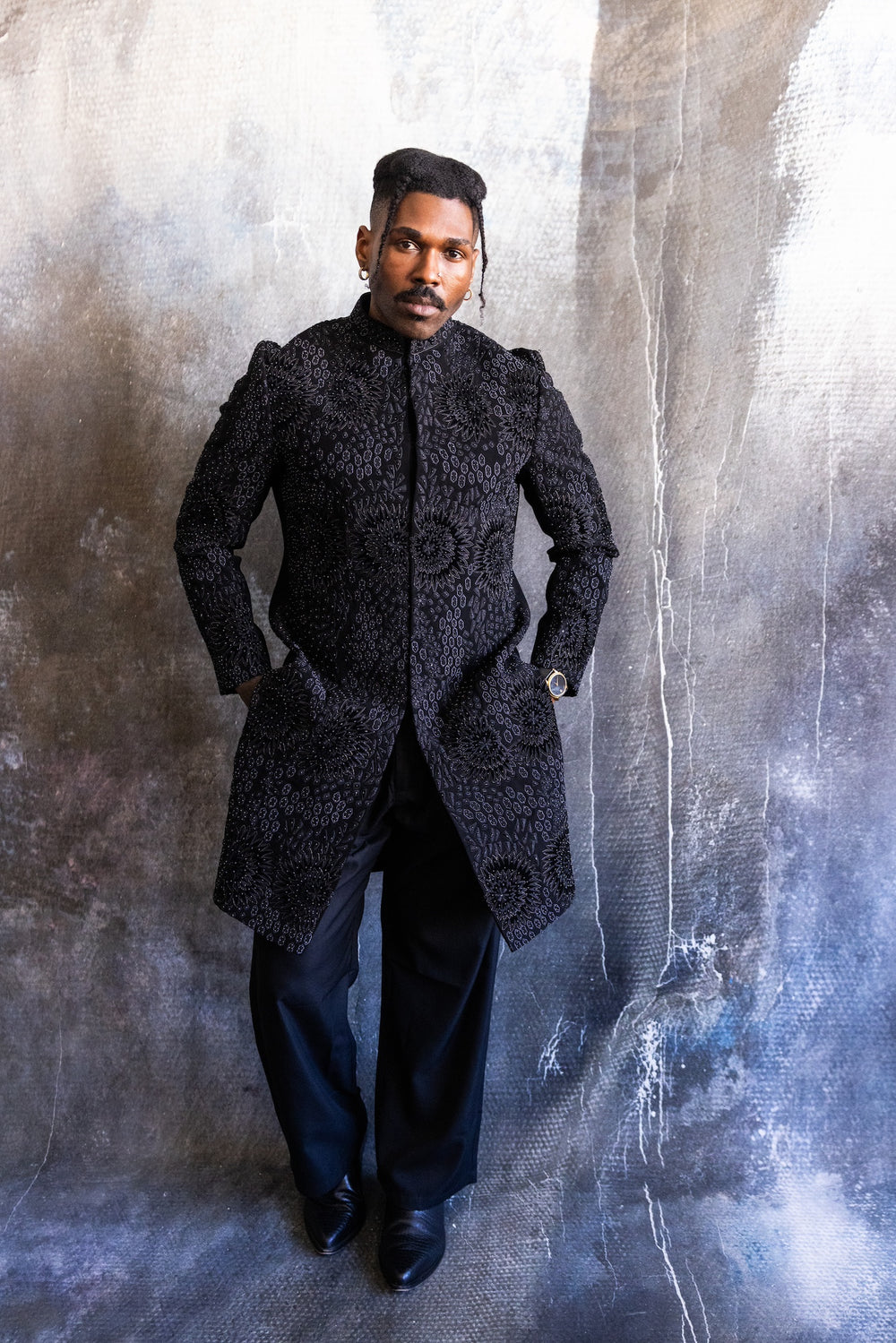 Black Bloom Royale Sherwani