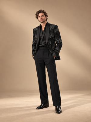 Black Graph Indowestern Set front view