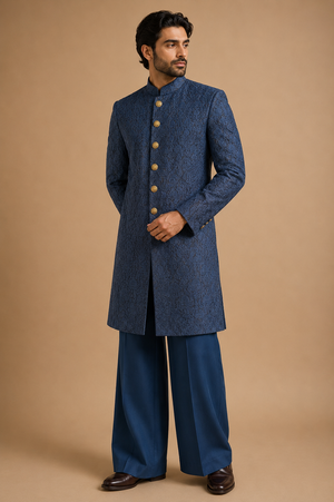 Blue 5 Threade Sherwani