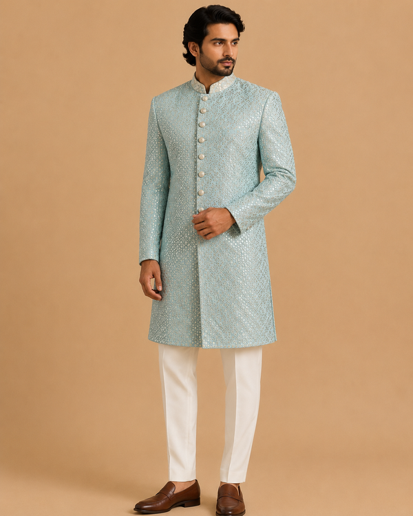 Blue Mirror Sherwani