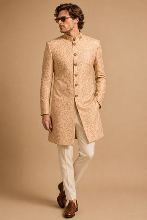 Beige Thread Sherwani