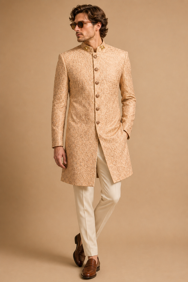 Beige Thread Sherwani