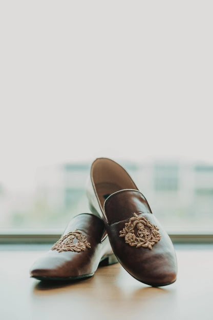 Brown Embroidered Loafers