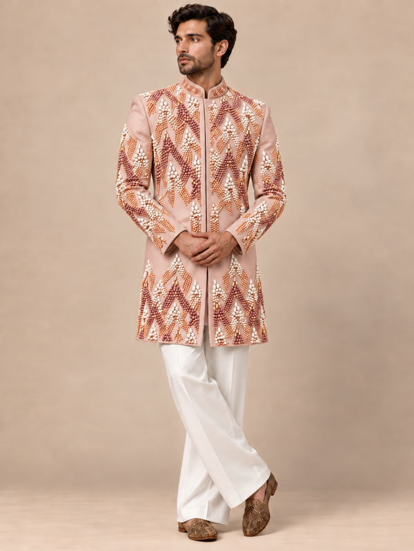 Peach Majesté Indowestern Set