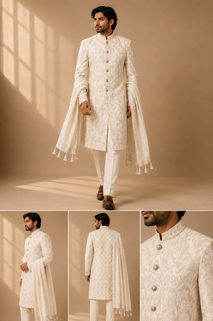 Vertical Botanical Garden Sherwani multi-angle view