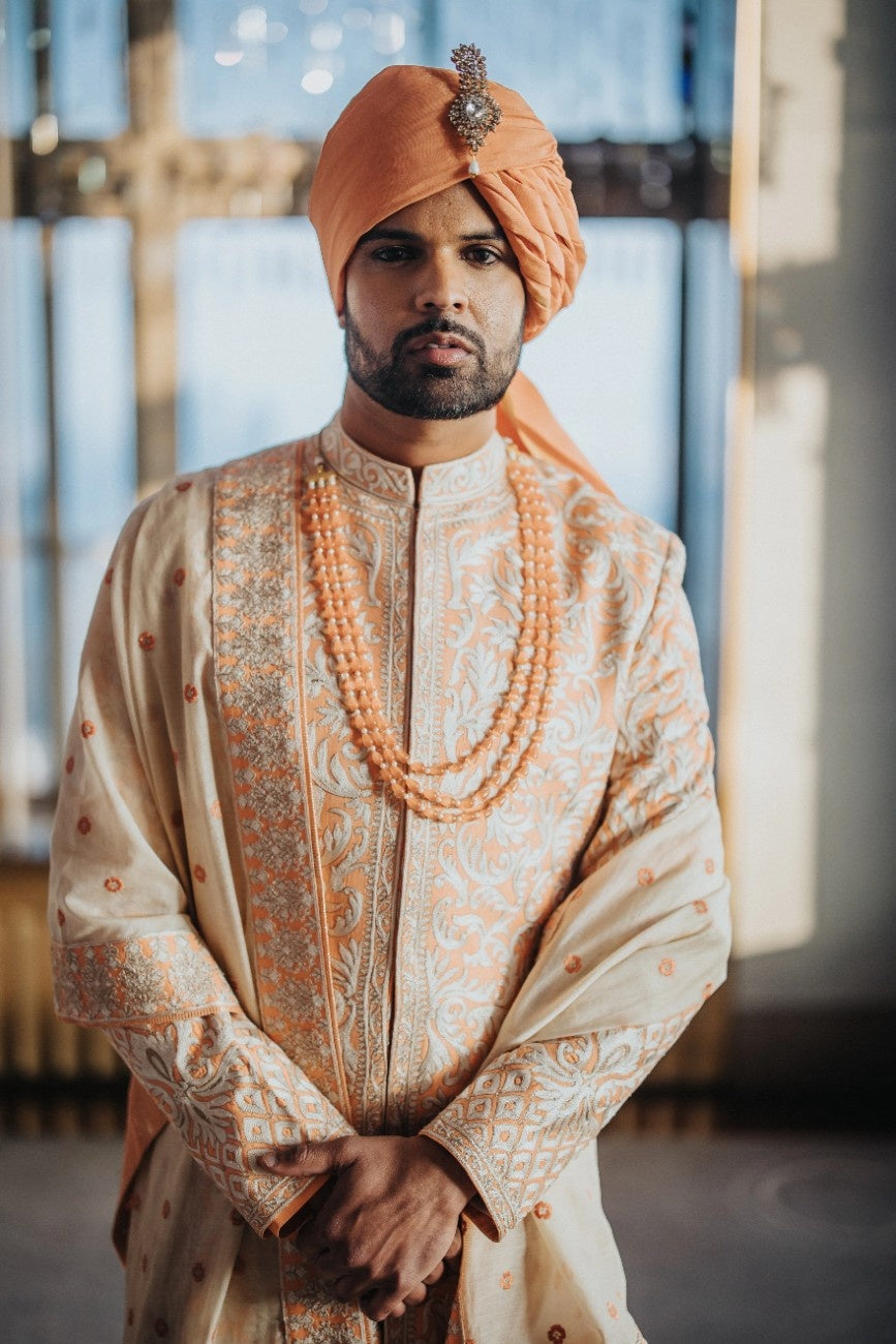 Coral Peach Majesty Sherwani
