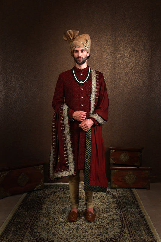 DEEP CRIMSON MAJESTY SHERWANI