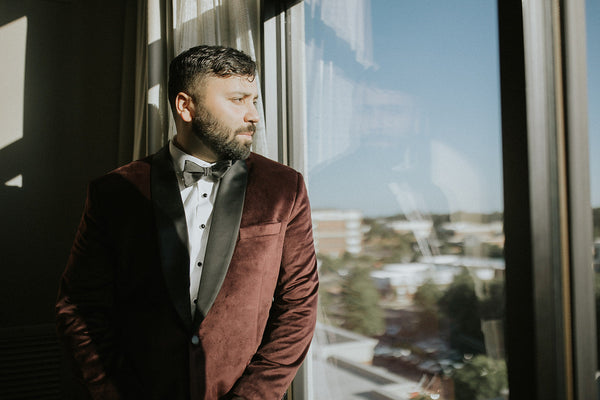 Deep Maroon Velvet Tux