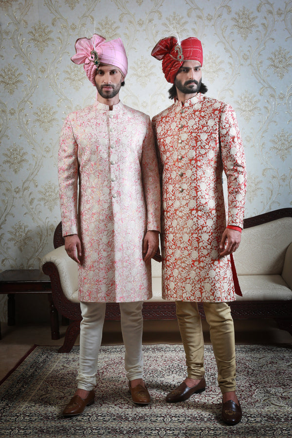 Red Sonmarg Sherwani