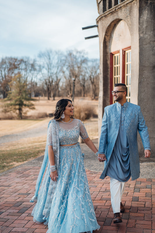 Green Mirror 3 Panel Sherwani