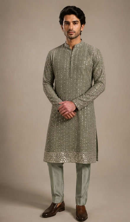 Green Mirror Kurta