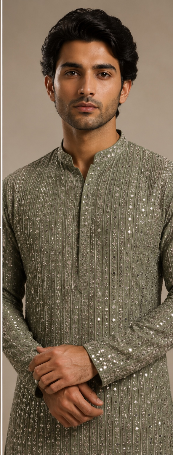 Green Mirror Kurta
