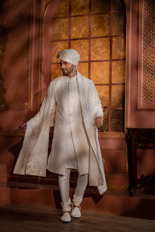 Ivory Vintage Rose Sherwani