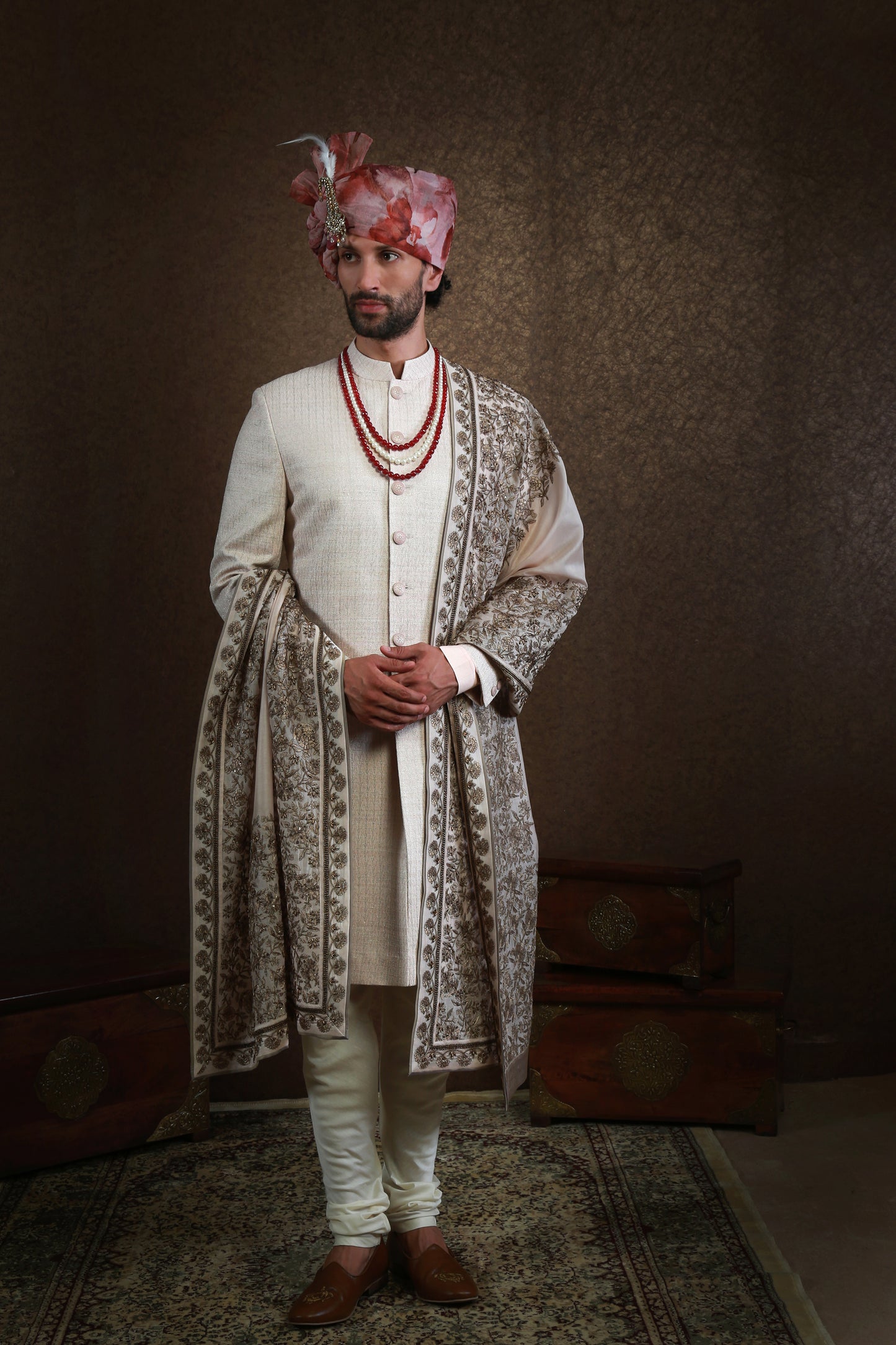 IVORY WITH GARDEN SHAWL