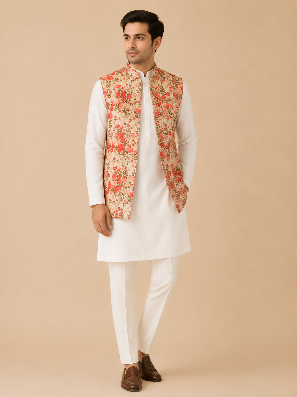 Ivory Floral Vest