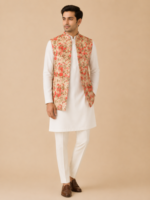 Ivory Floral Vest