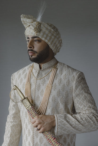 Ivory Sherwani with Kalidar Kurta